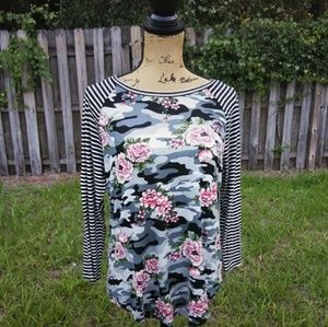 Absolutely Famous Floral and Stripped Shirt